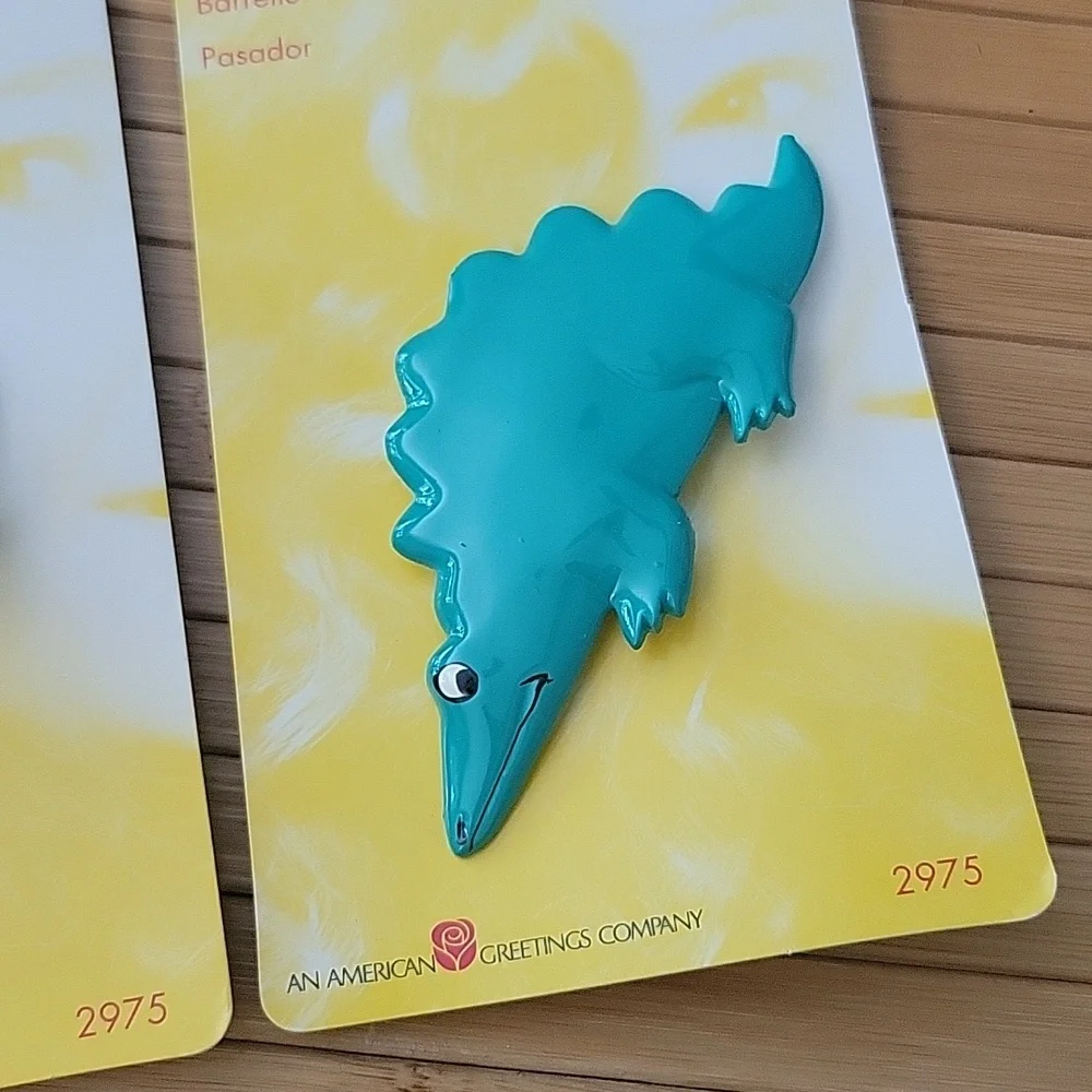 NWT Vintage Dinosaur Barrette Lot Wilhold Retro 80's 90's Rad Kawaii Hair Clips